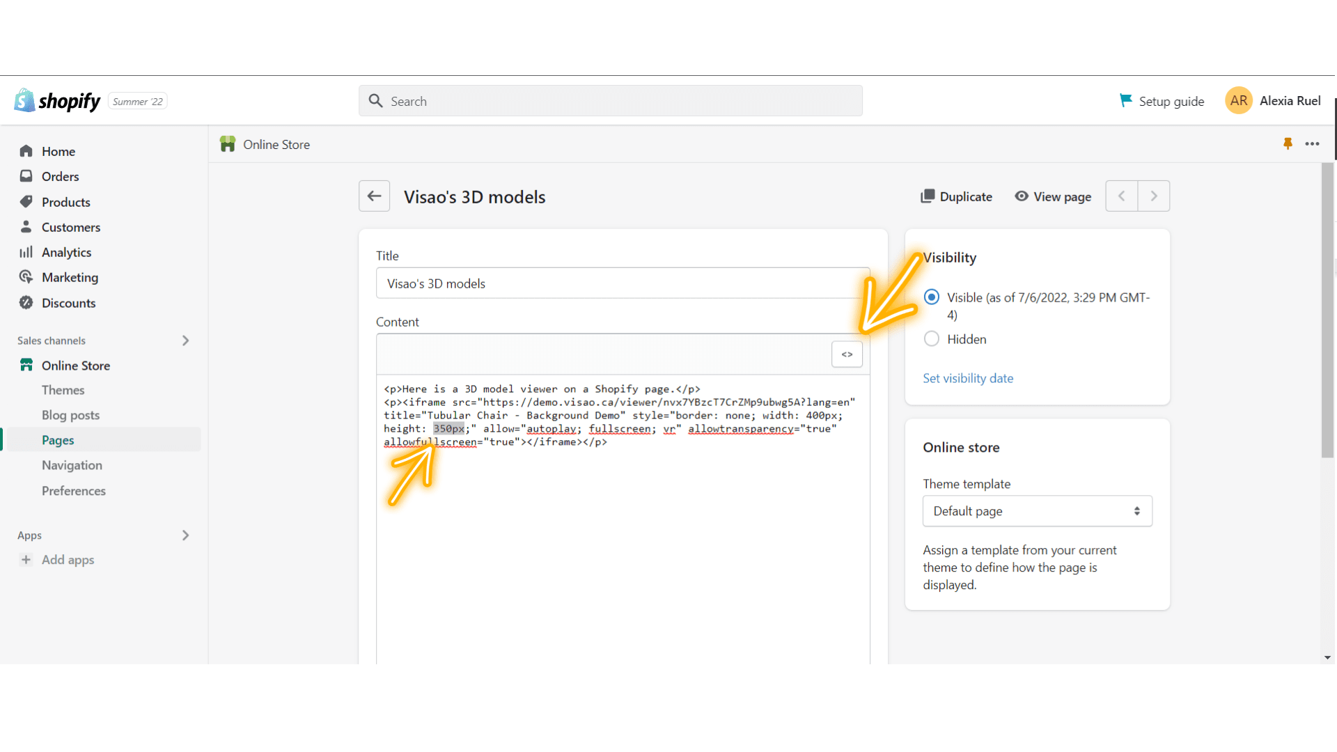 How to embed a 3D model viewer in Shopify in 4 easy steps | Visao